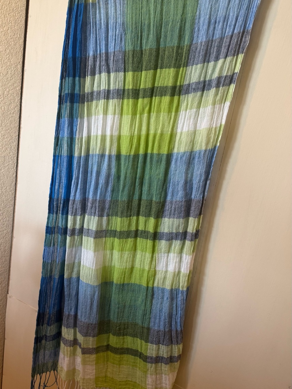 Maurices Blue Green Gray White Striped Lightweight Wrap Scarf